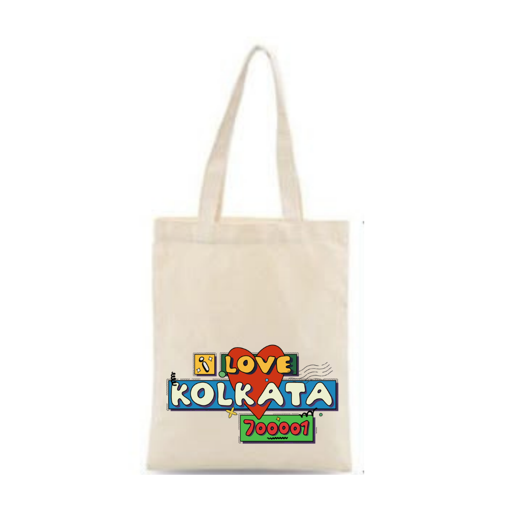 I Love Kolkata West Bengal Printed Cotton Tote Bag