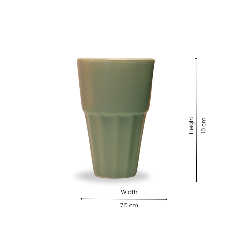 Modern Green Ceramic Espresso Cups with Fluted Design.