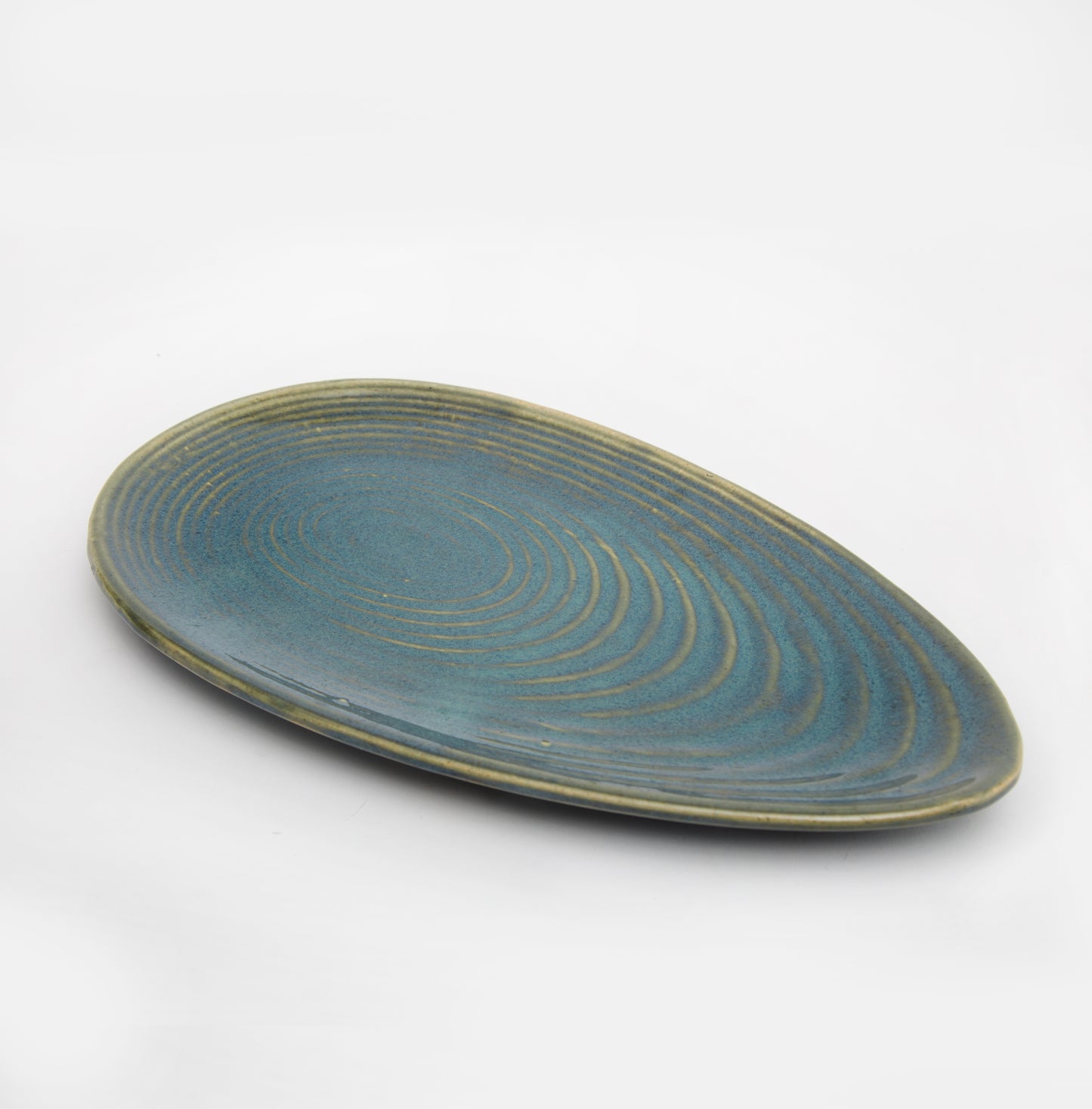 Almond Shaped Green Ceramic Serving Platter
