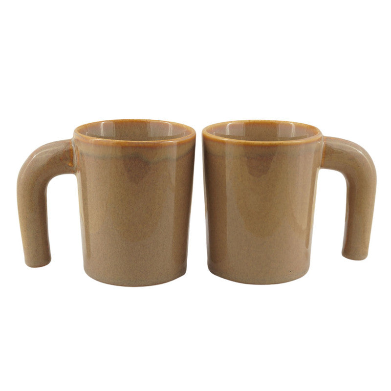 Cocoa Comfort: Ceramic Milk Mug Pair in Rich Brown (Set of 1)