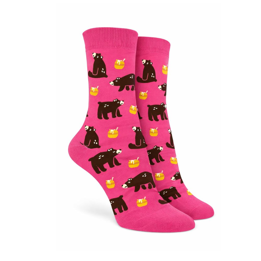 Honey Bear Print Crew Socks – Fun & Playful Statement Socks