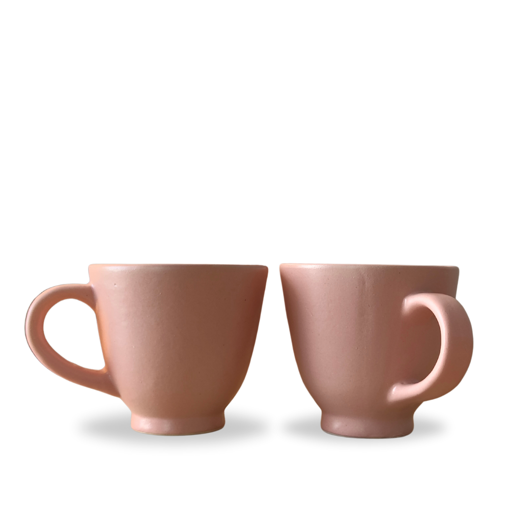 "Soft Pink Ceramic Coffee Cups with Handles"