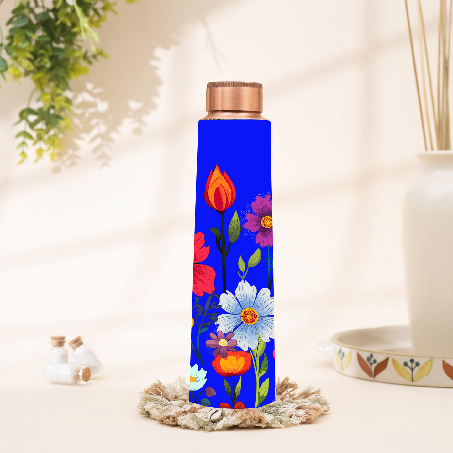 Copper Water Bottle – Floral Print Design 1L