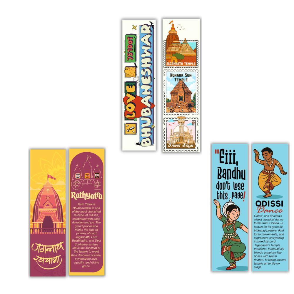 Odisha Bhubaneswar Rath Yatra Temple Printed Bookmark Set