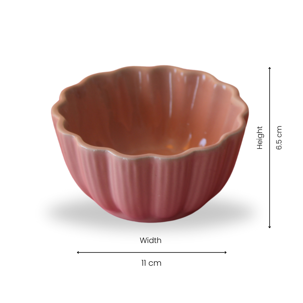 "Elegant Pink Fluted Ceramic Bowls"