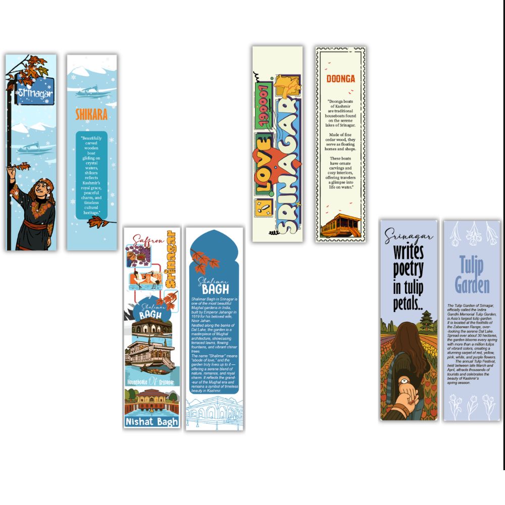 Srinagar Kashmir Famous Places Travel Souvenir Bookmark Set