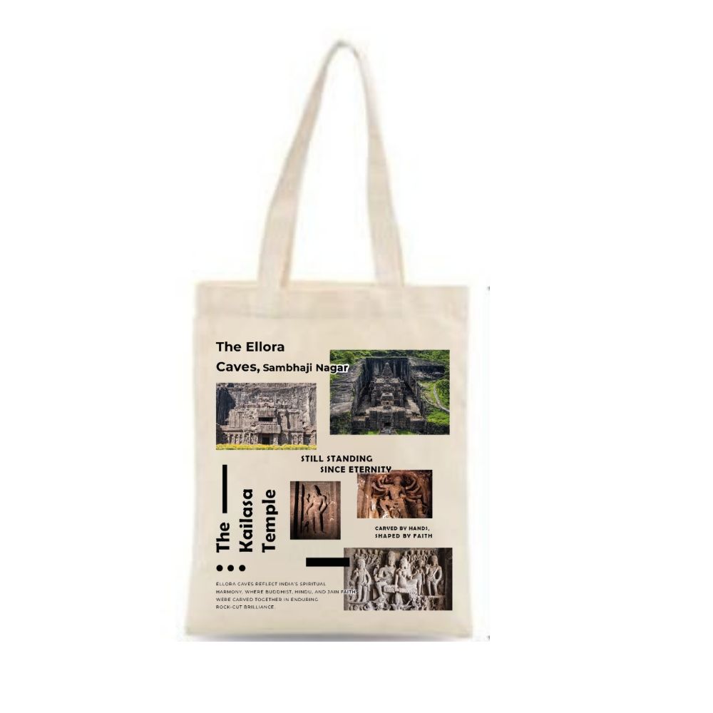 Ellora Caves Kailasa Temple Maharashtra Heritage Cotton Tote Bag