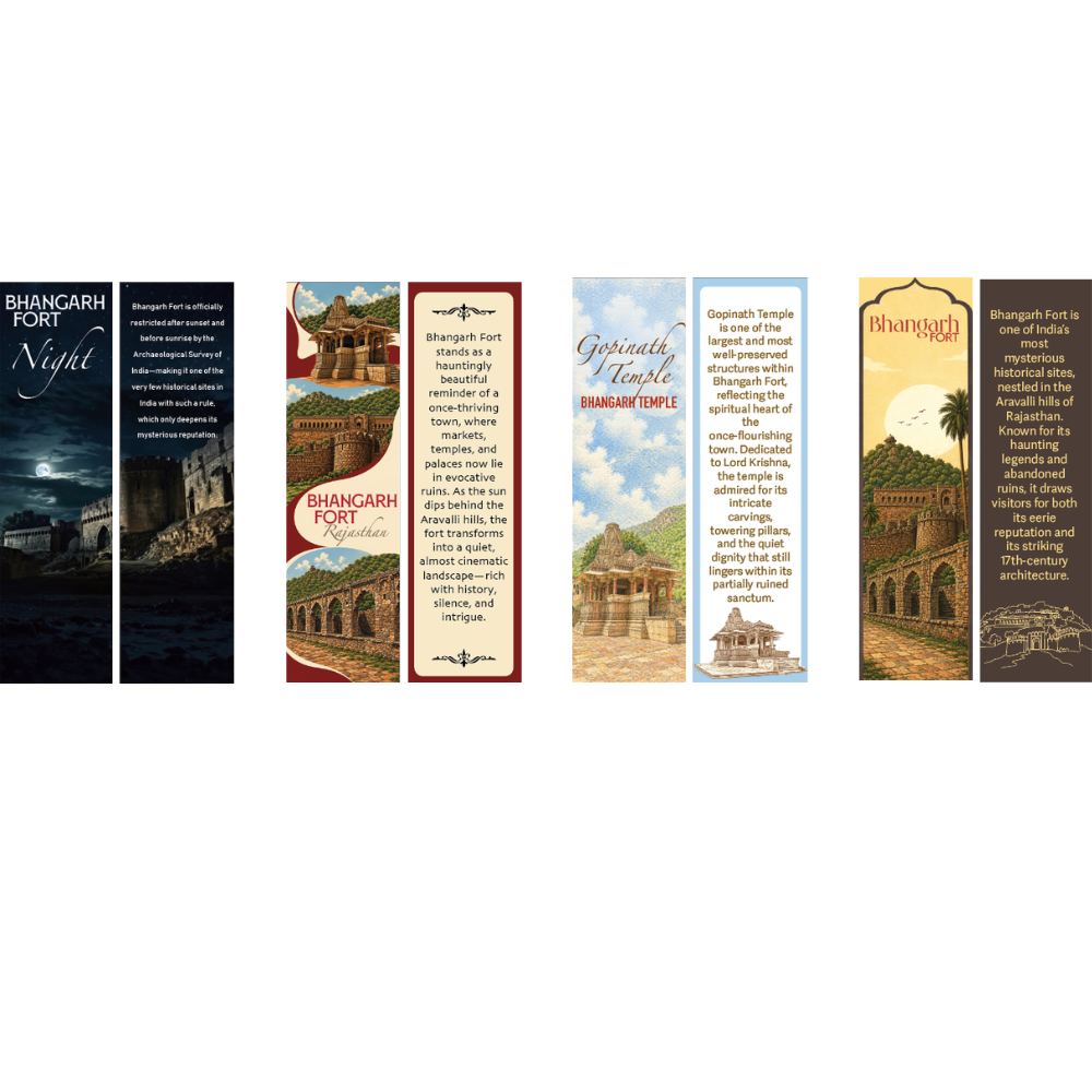 Rajasthan Heritage Bookmark Set – Bhangarh Fort & Gopinath Temple