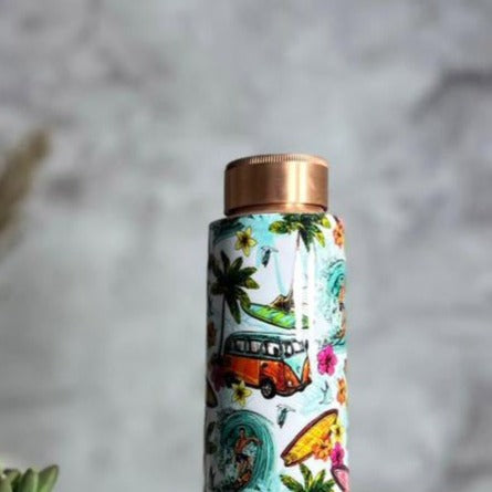 Goa Printed White Copper Bottle