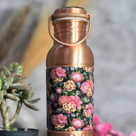 The Purple Flowers Print Copper Bottle