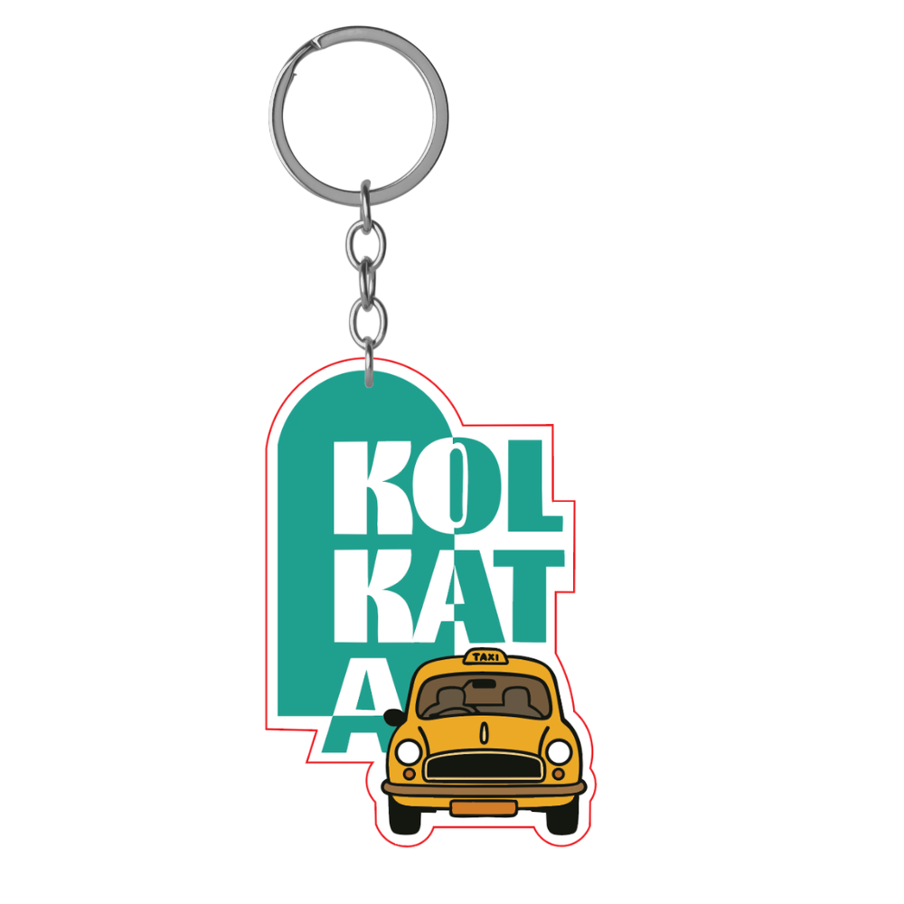 Kolkata Yellow Taxi West Bengal City Souvenir Keychain