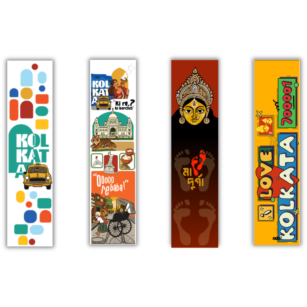 Kolkata West Bengal Culture Printed Bookmark Set