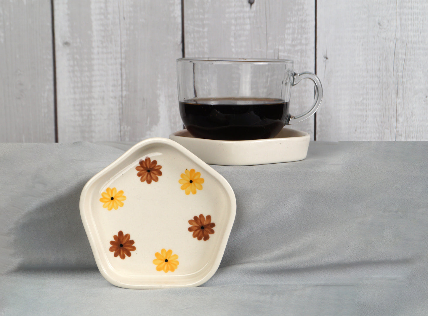 Sunny Blooms: Set of 2 Sunflower-Painted Small Plates