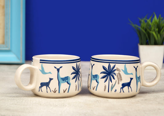 Wild Blue Brew: Animal-Printed Tea Cups (Set of 2)