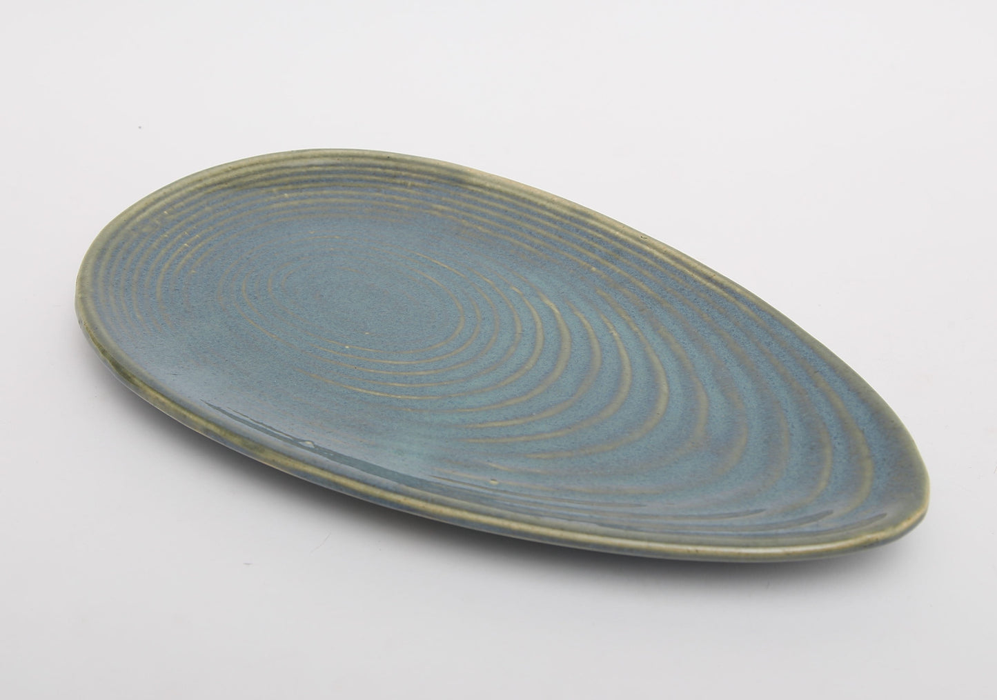 Almond Shaped Green Ceramic Serving Platter