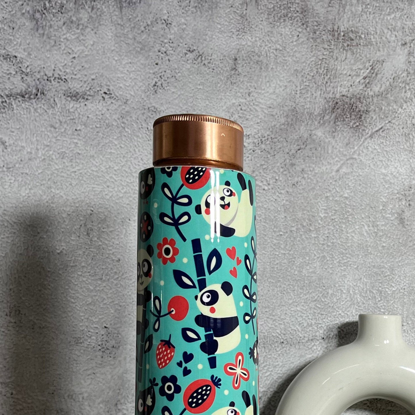 Antique Panda Printed Copper Bottle