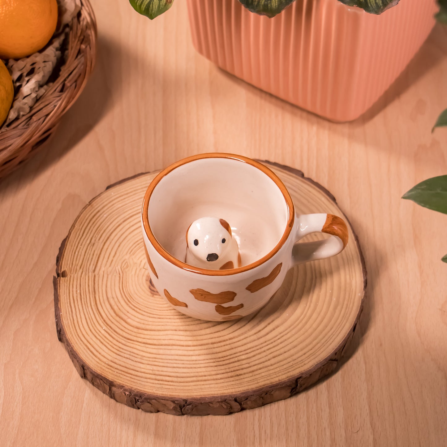 Cute Dog Ceramic Coffee Mugs | Handcrafted Animal Cups Set of 2