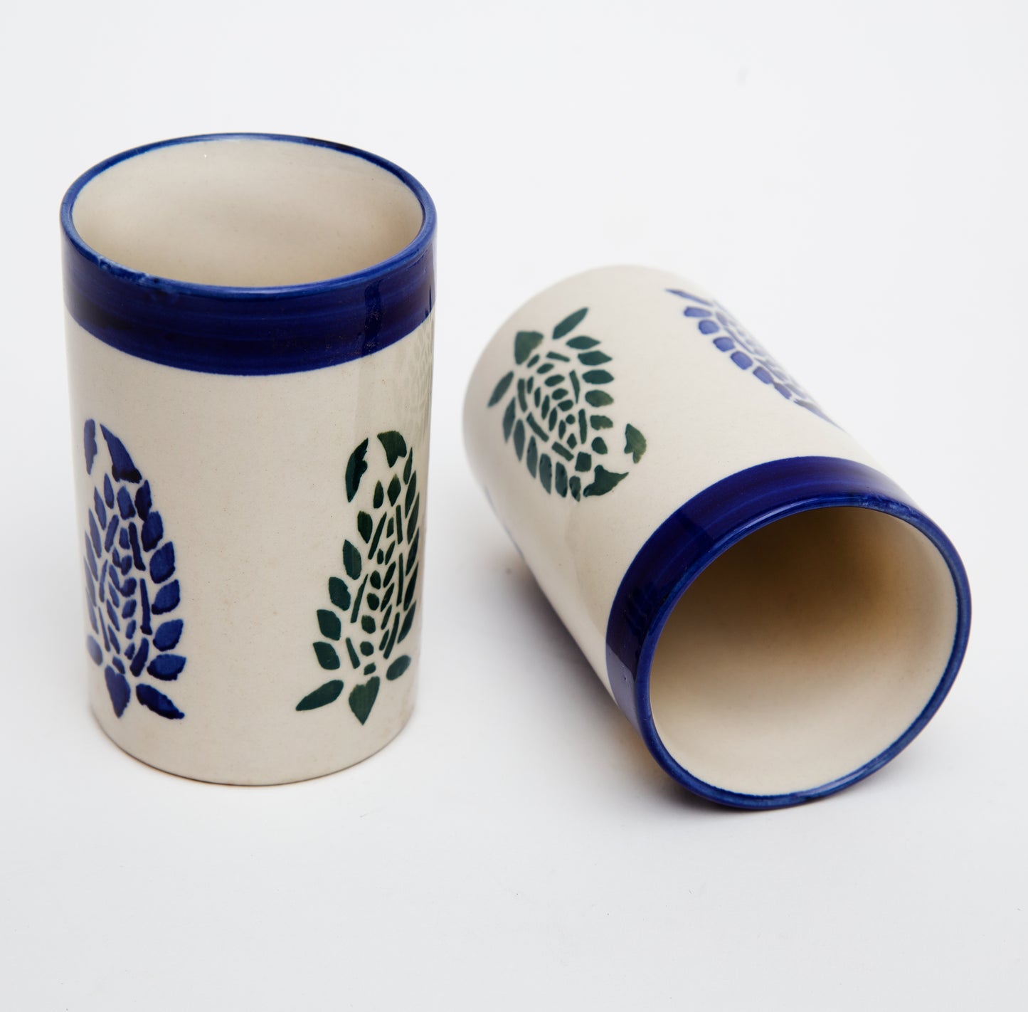 200ml Mughal Design Water Ceramic Glass (Set of Two)