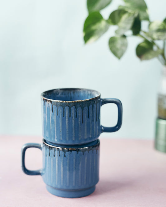 Powder Blue Perfection: Set of 2 Ceramic Coffee Cups