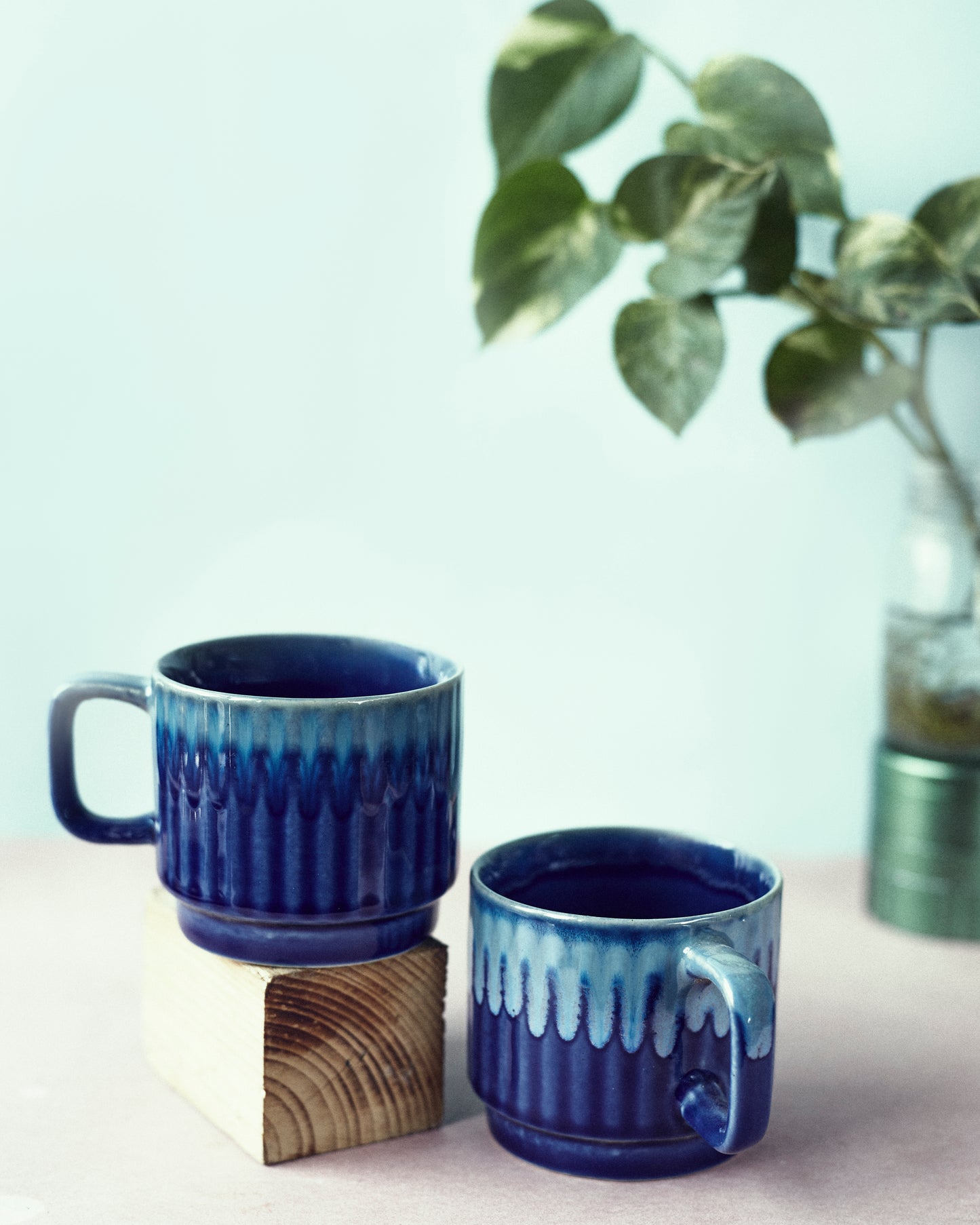 Nautical Elegance:  Navy Blue Tea Cup (Set of 2)