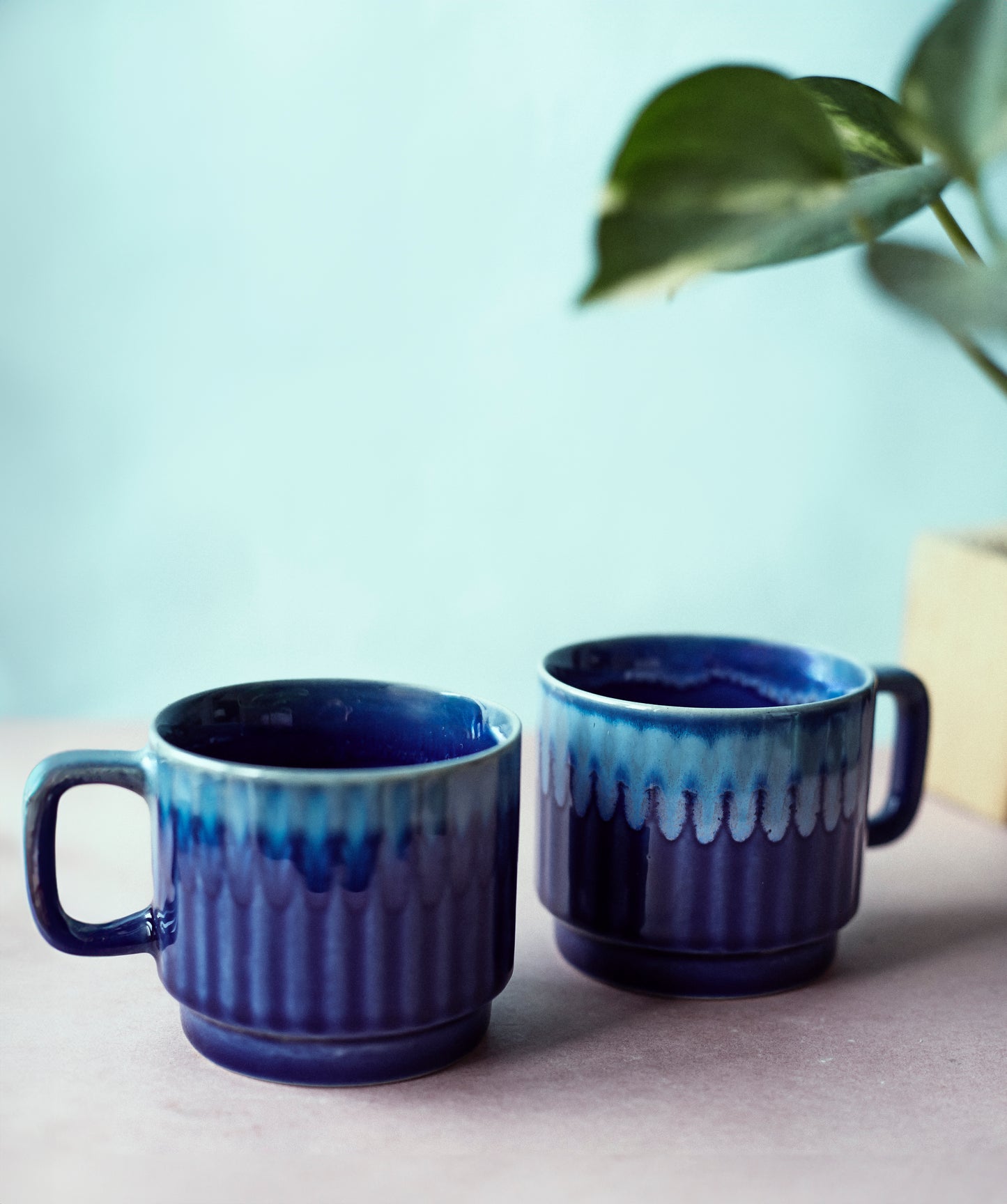 Nautical Elegance:  Navy Blue Tea Cup (Set of 2)