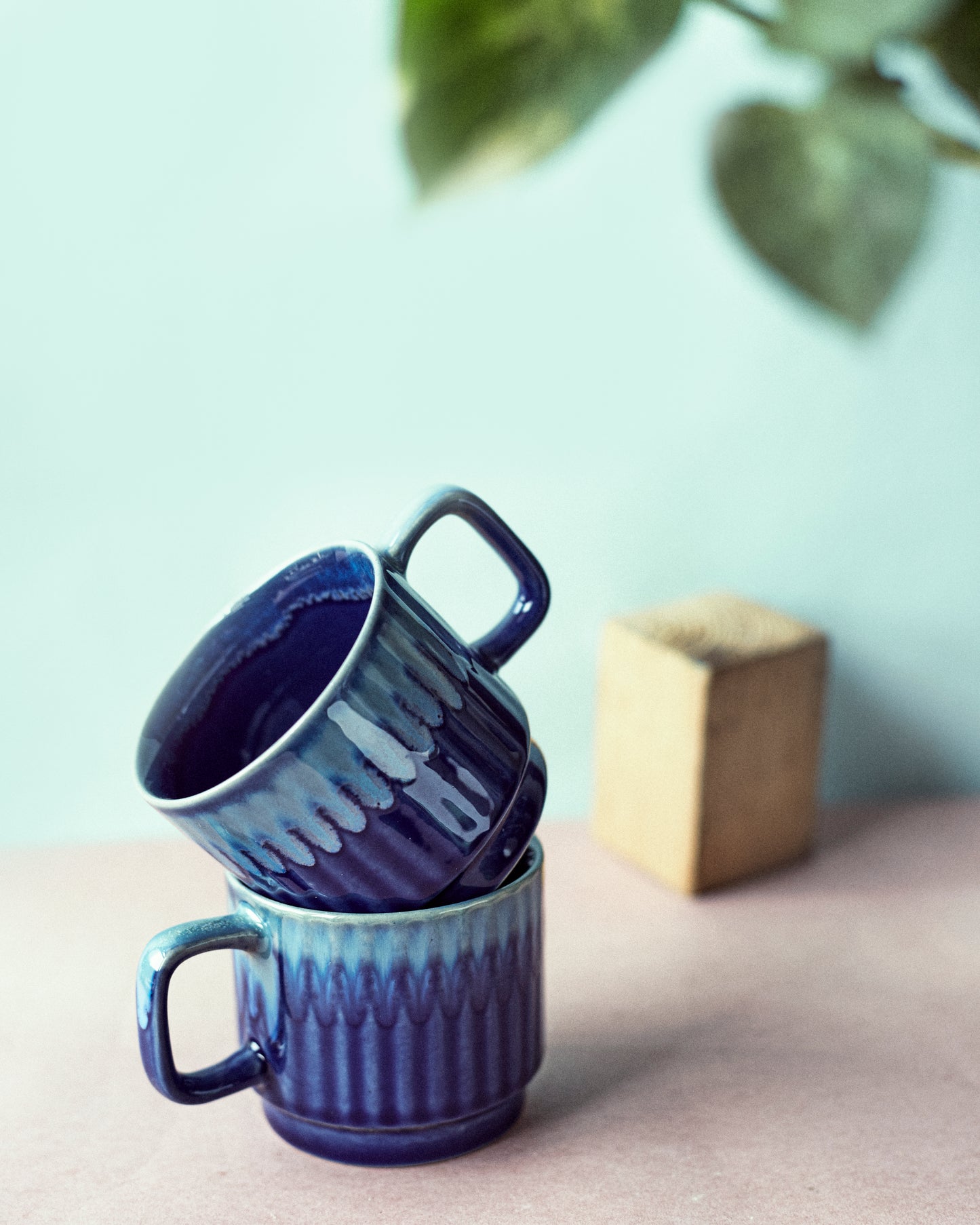 Nautical Elegance:  Navy Blue Tea Cup (Set of 2)