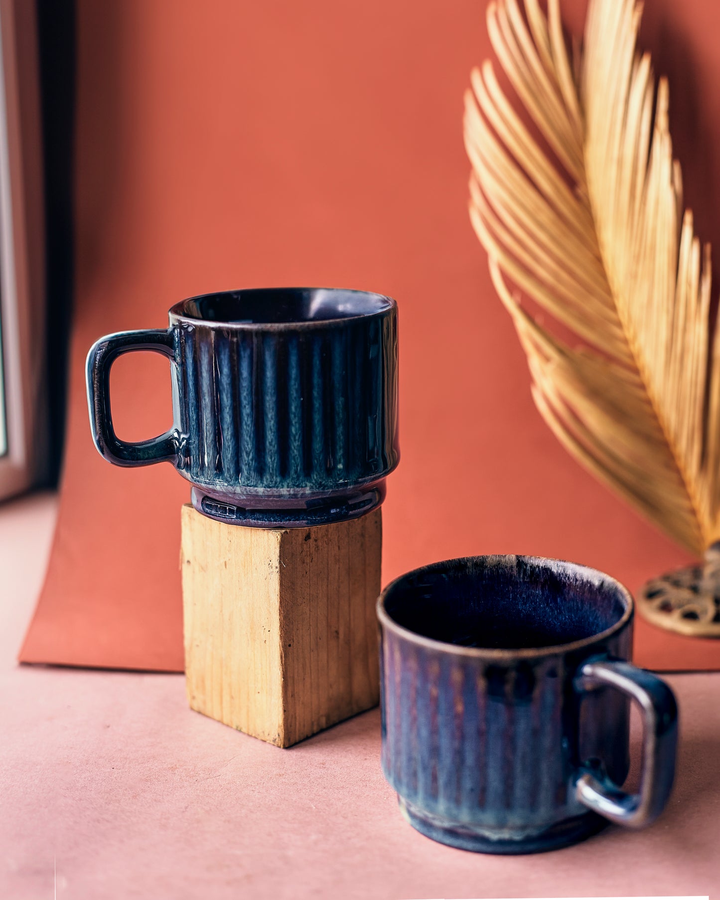 Indigo Elegance: Exquisite Blue Tea Cups for Timeless Serenity(Set of 2)