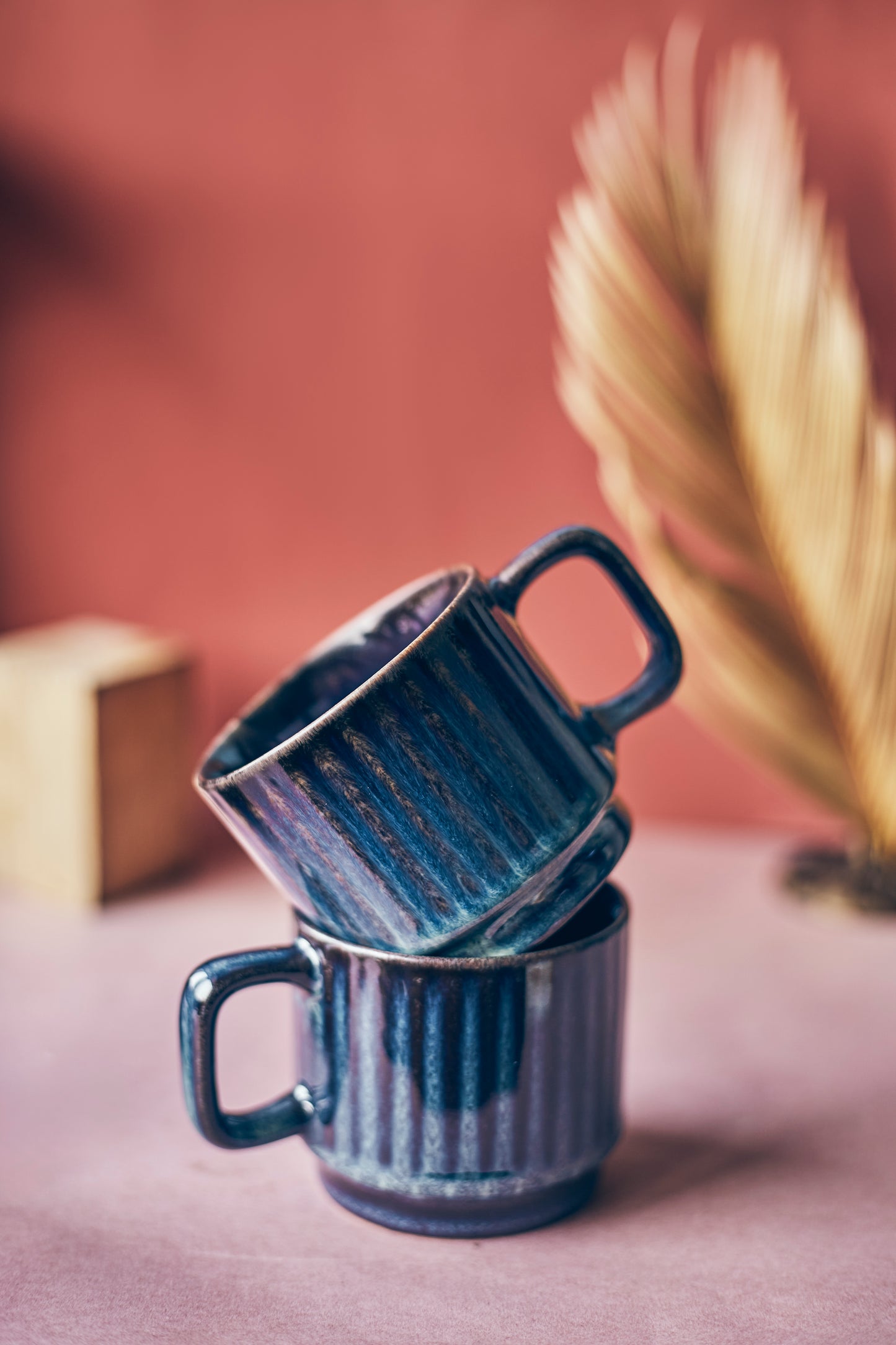 Indigo Elegance: Exquisite Blue Tea Cups for Timeless Serenity(Set of 2)