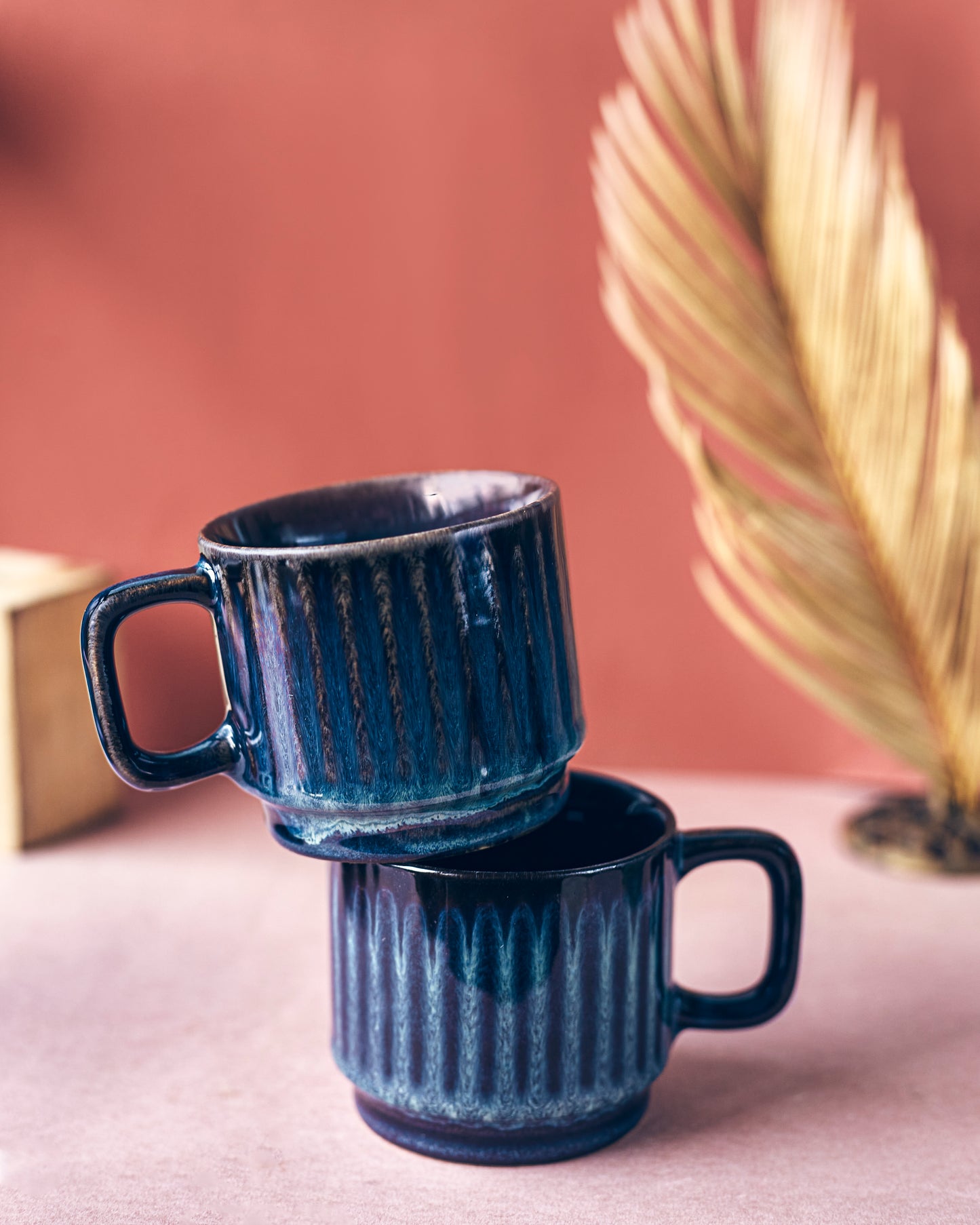 Indigo Elegance: Exquisite Blue Tea Cups for Timeless Serenity(Set of 2)