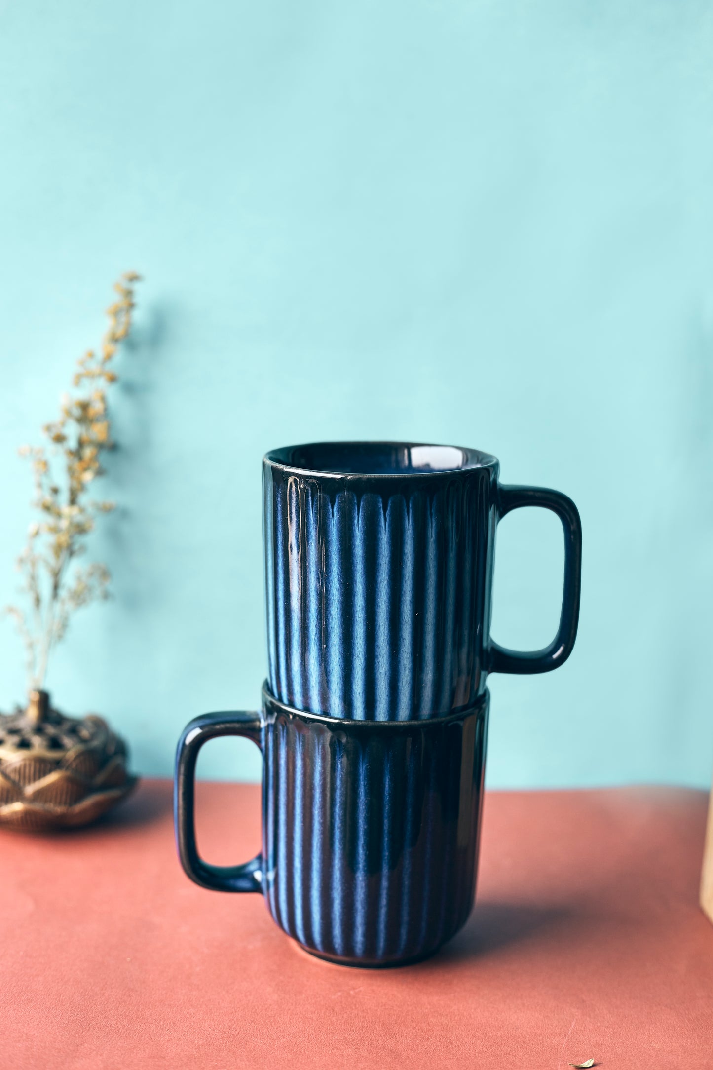 Nautical Elegance: Navy Blue Coffee Mugs (Set of 2)