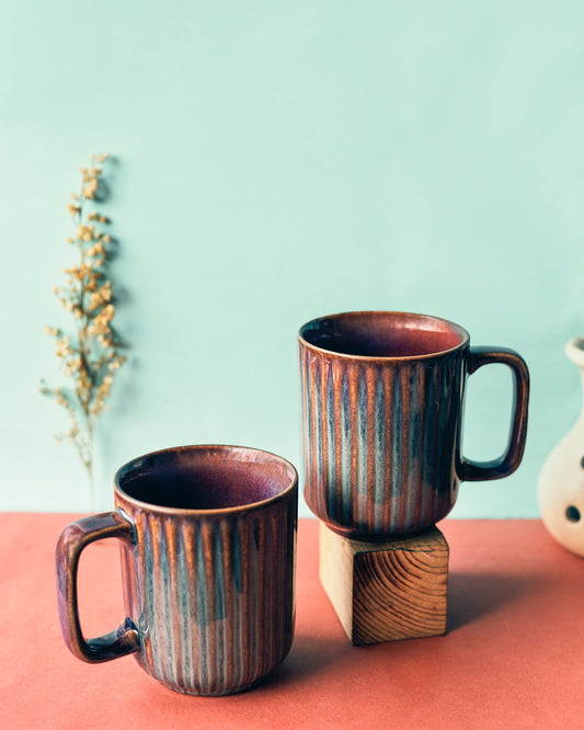 Cocoa Comfort:-Colored Coffee Mugs (Set of 2 Brown)