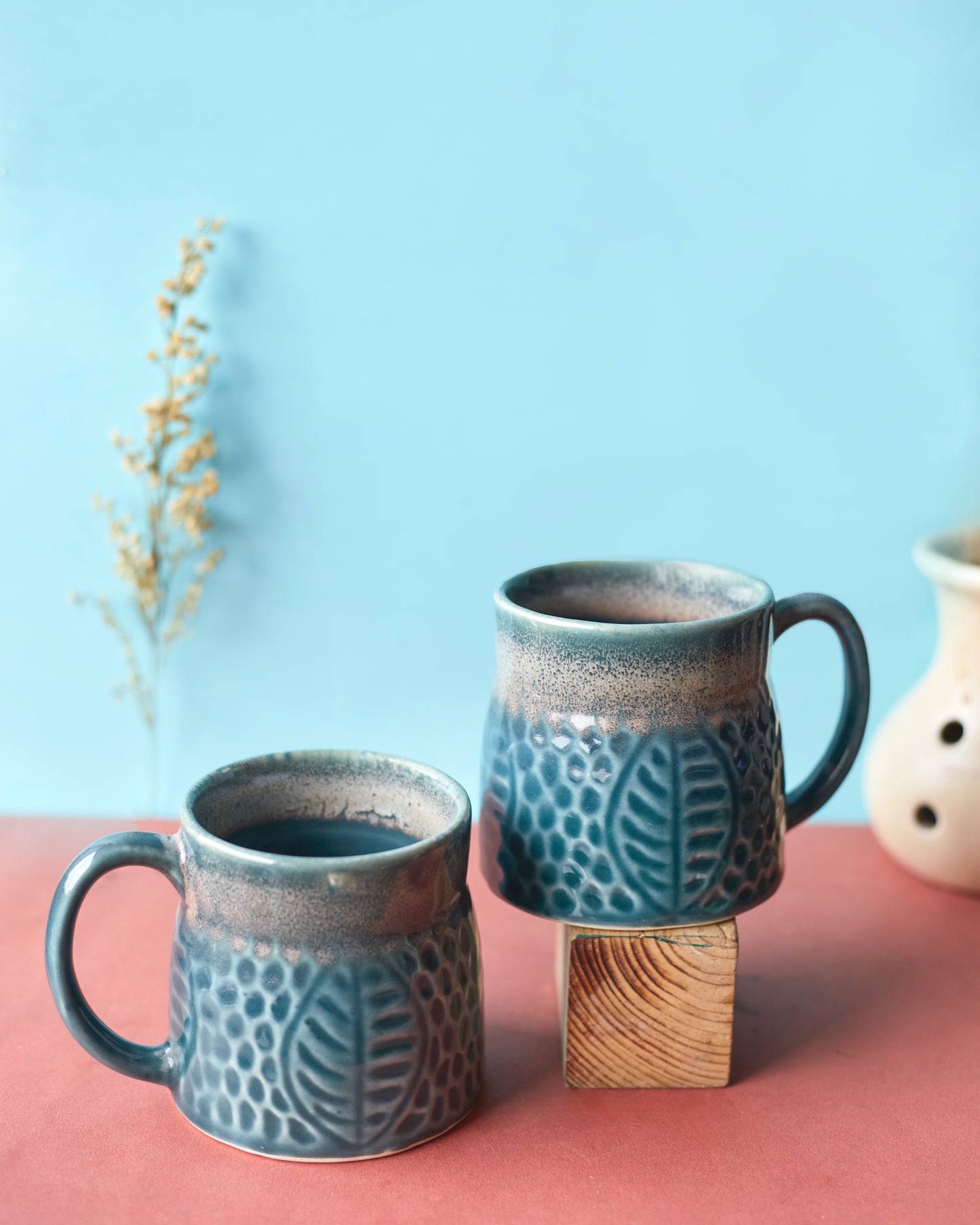 Azure Harmony: Blue-Colored Coffee Cups (Set of 2)