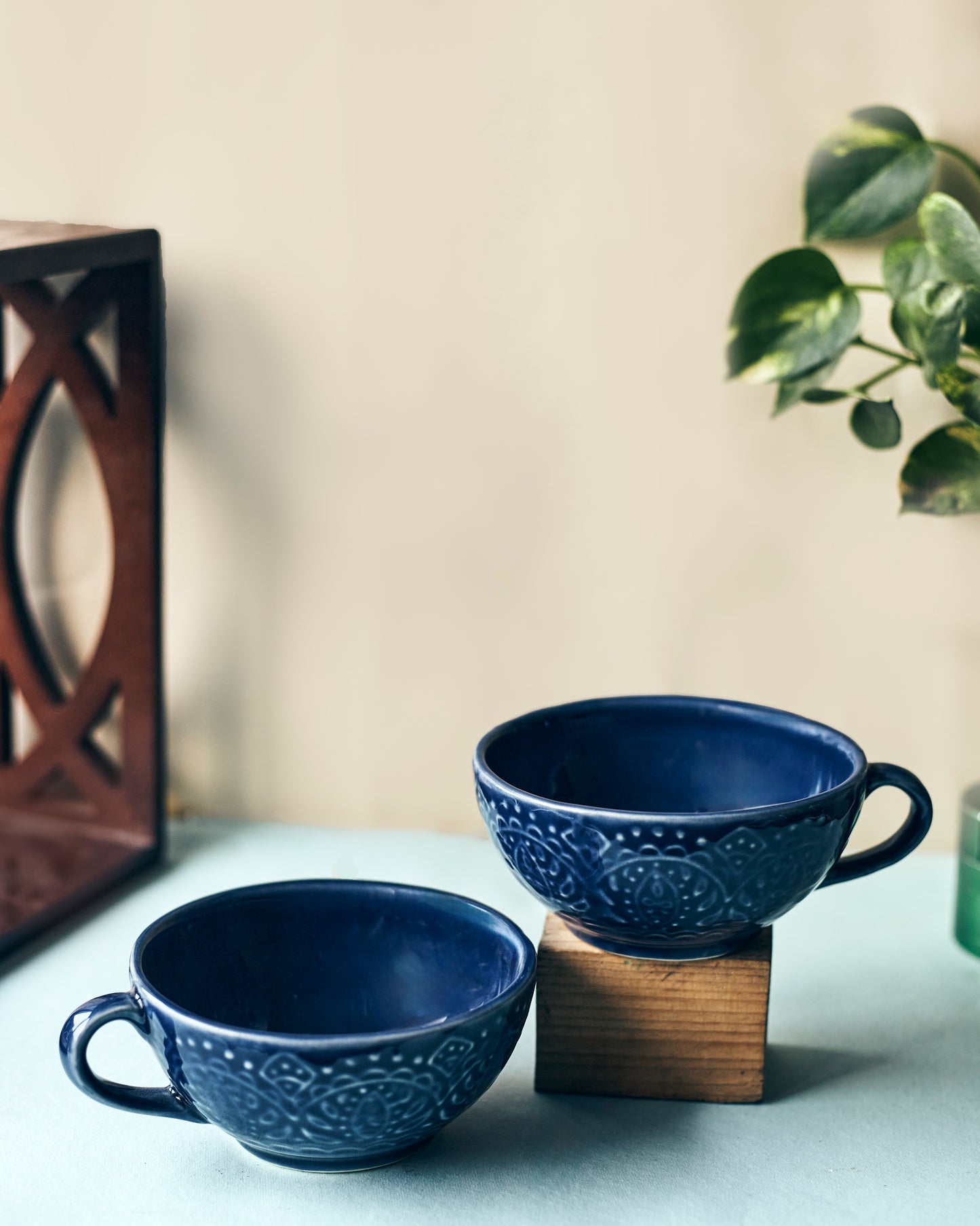Cerulean Elegance: Blue-Colored Soup Bowls (Set of 2)