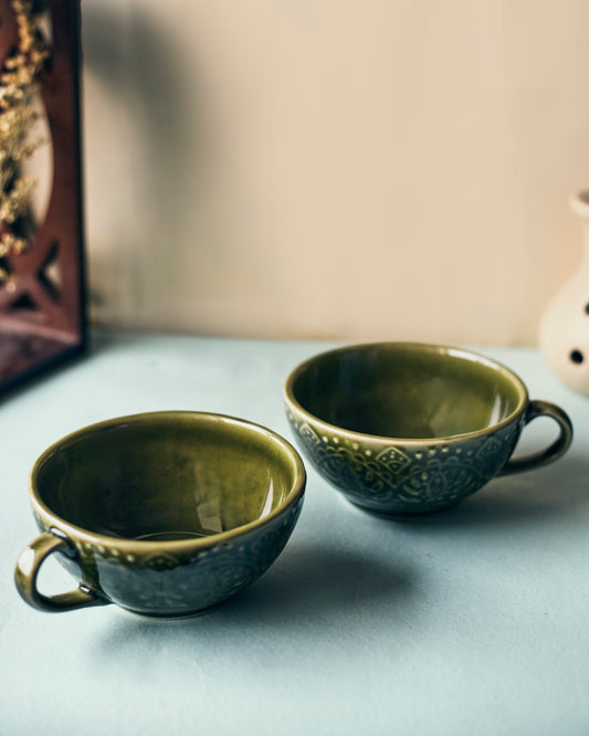 Emerald Harmony: Green-Colored Soup Bowls(Set of 1)