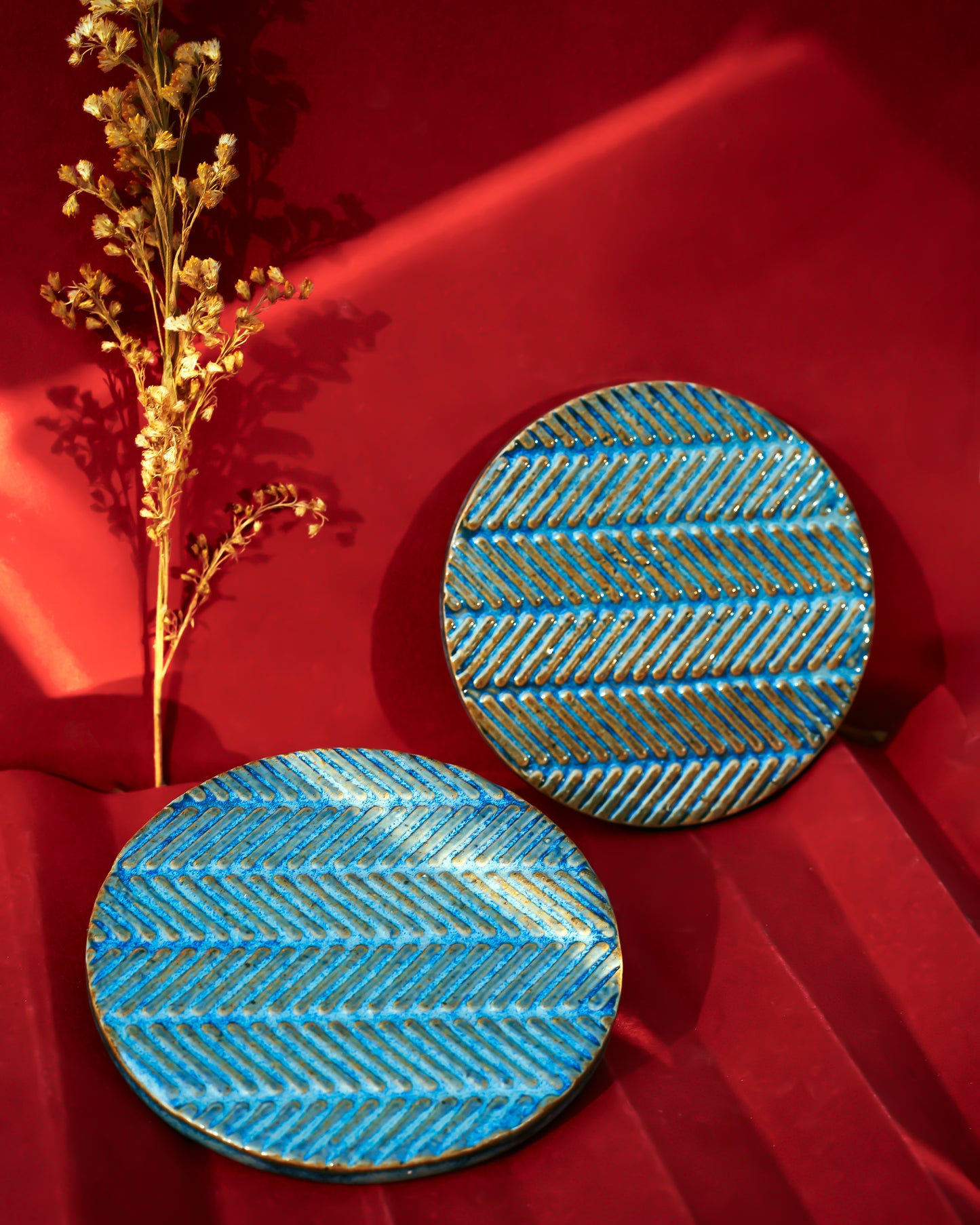 Sea Breeze Bliss: Set of 2 Ceramic Aqua Blue Coaster