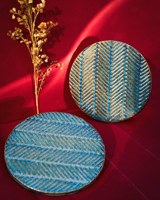 Sea Breeze Bliss: Set of 1 Ceramic Aqua Blue Coaster