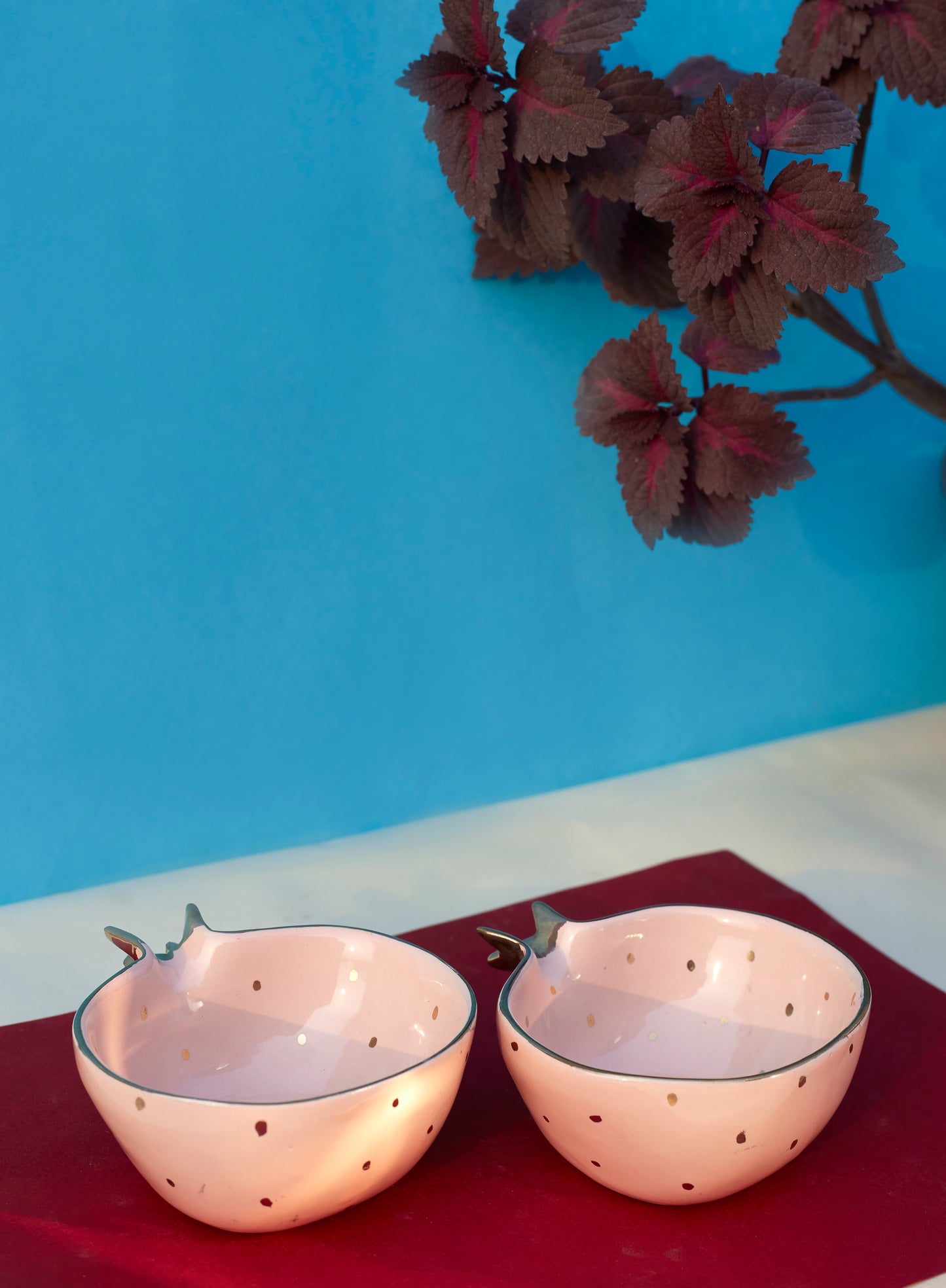 Pink Petals: Set of Pomegranate-Shaped Bowls, A Charming Fusion of Elegance and Whimsy