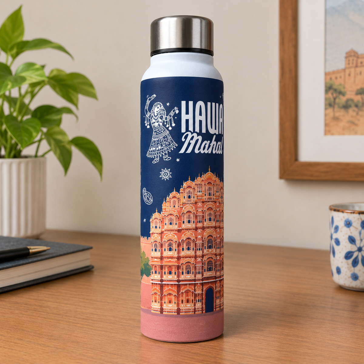 Jaipur Hawa Mahal Steel Water Bottle – Reusable Travel Bottle