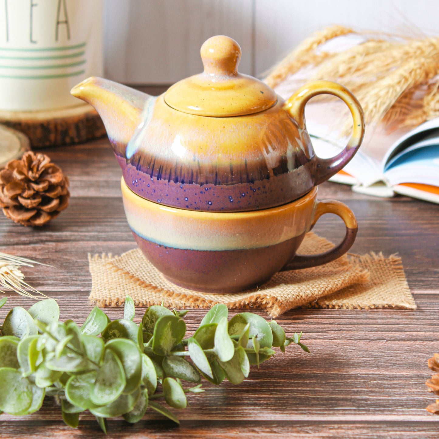 Violet Hue One Cup Handmade Ceramic Kettle