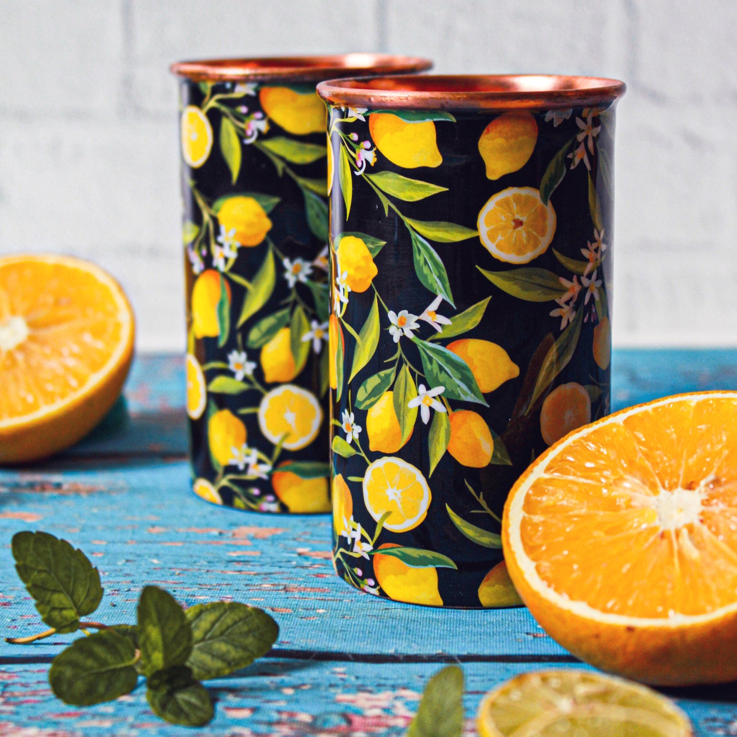 'Lime Soda Peena Hain?' Printed Copper Glass (Set of Two)