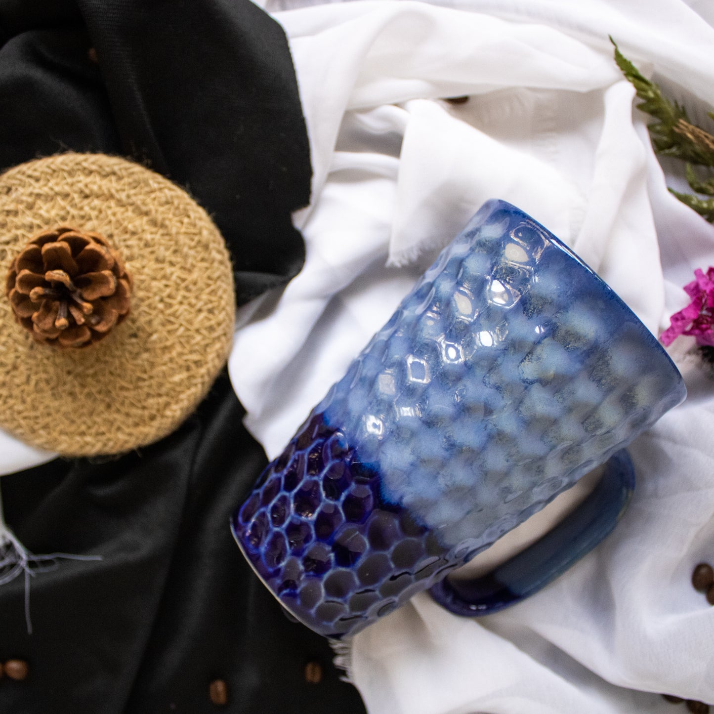 Blue Mix Diamond Big Ceramic Coffee Mug