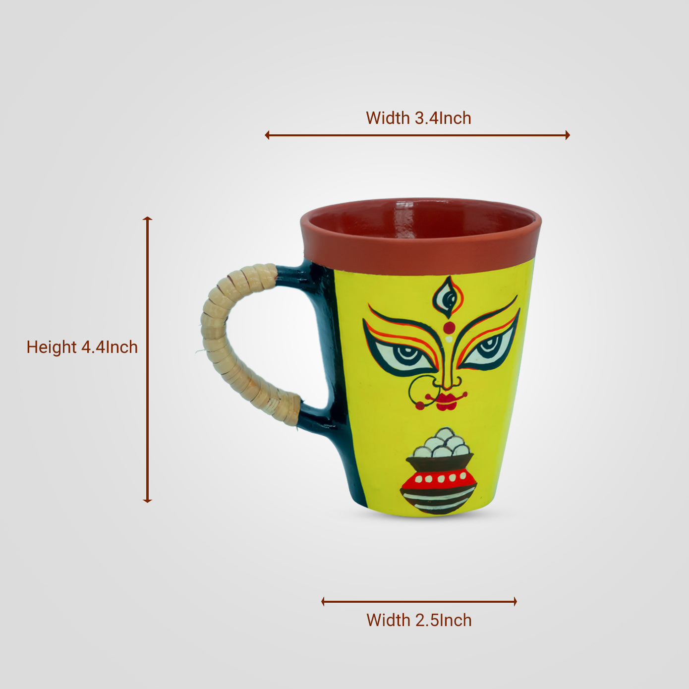 'Pujo Pujo Bhab Garir Obhab' Hand Painted Terracotta Coffee Mug