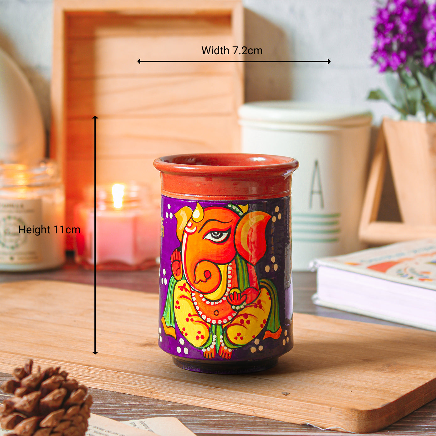 'Tranquility And Laddoos' Hand Painted Terracotta Kulhad