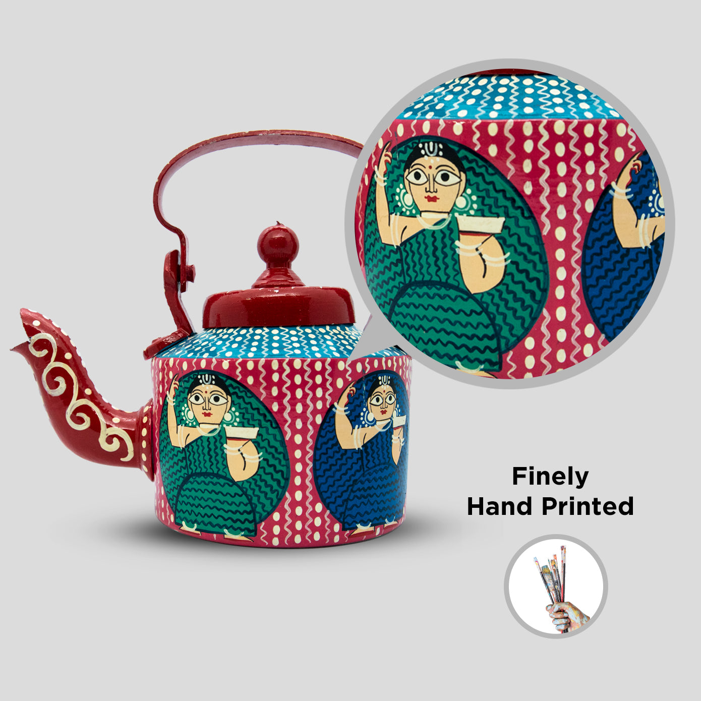 'Chhata Dhorte Hobena, Shudhu Maan Rekho' Terracotta Kettle