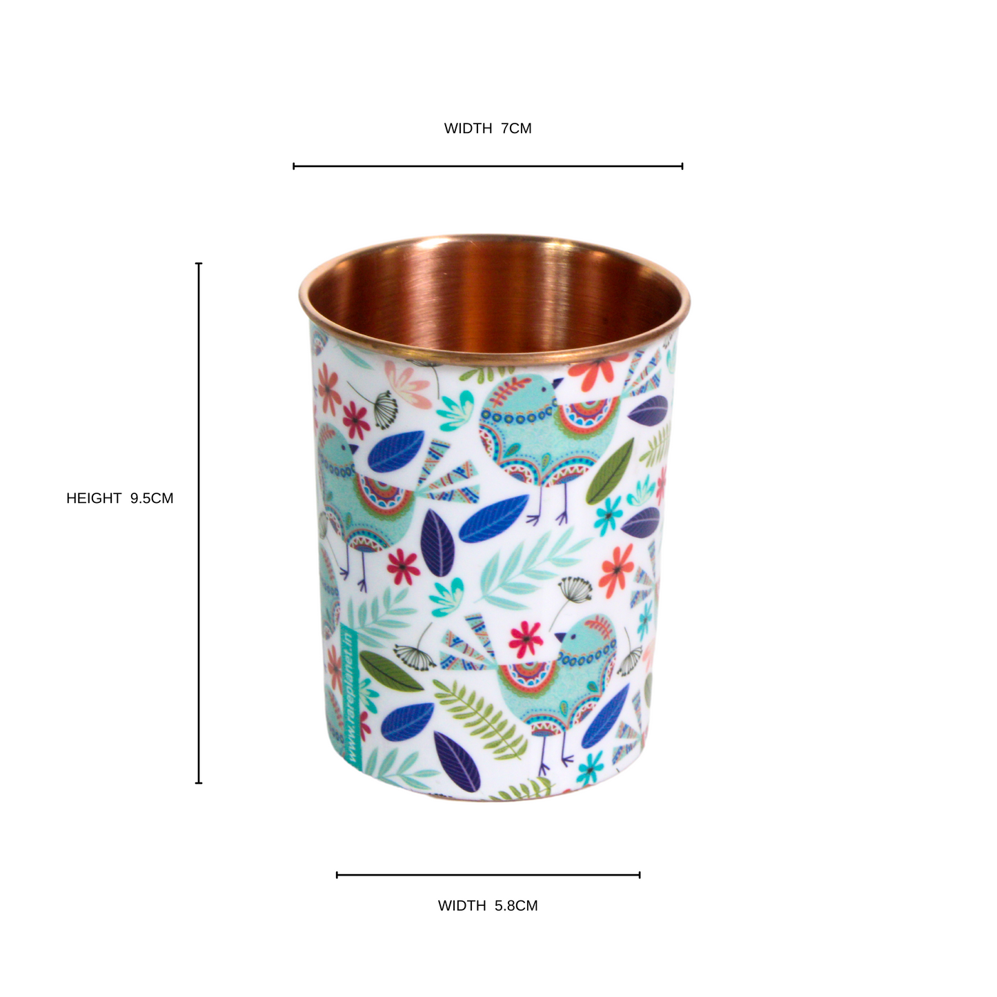 'Beautiful White Birds' Printed Copper Glass (Set of Two)
