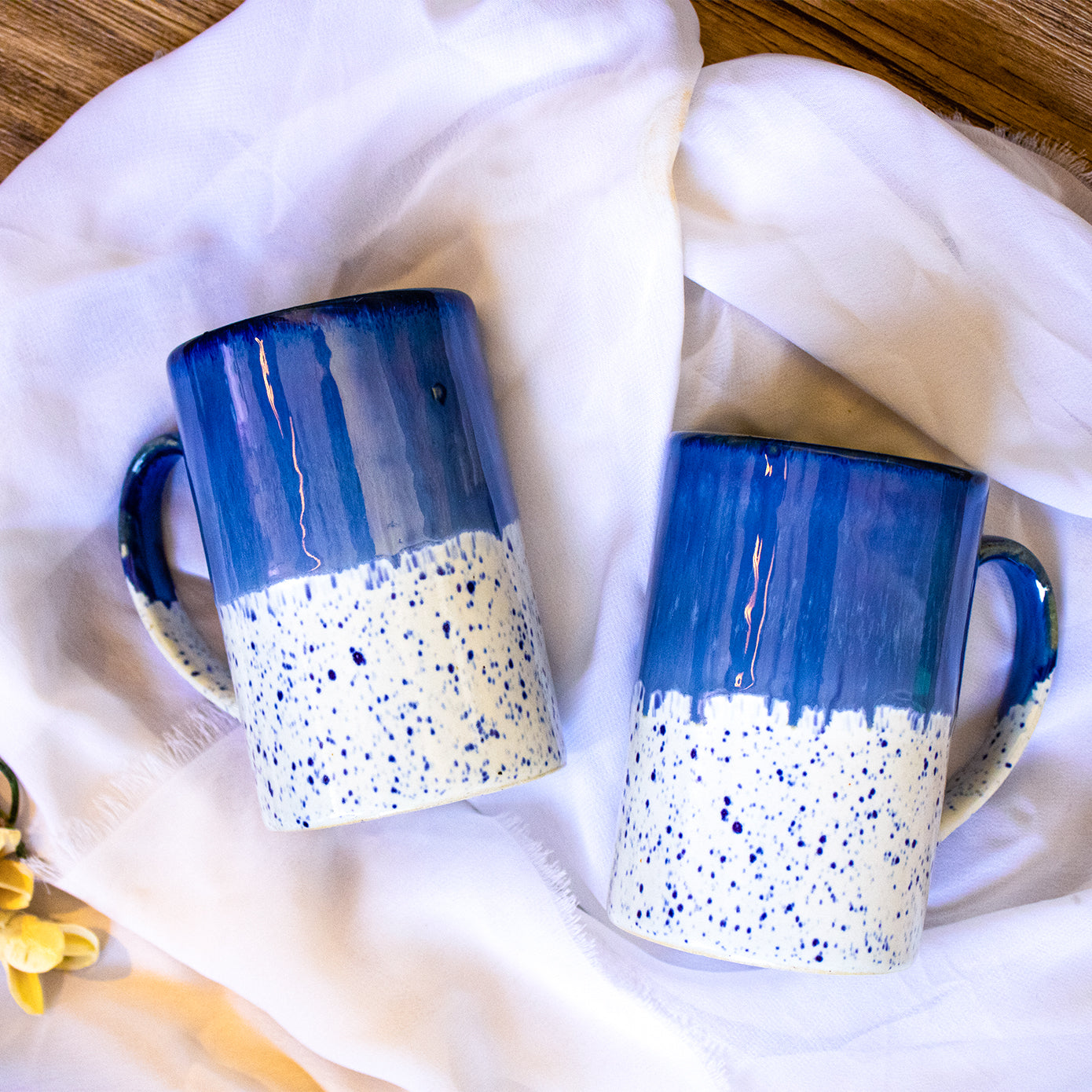 Blue Waves- 'Beach Mode On!' Ceramic Coffee Mug (Set of Two)