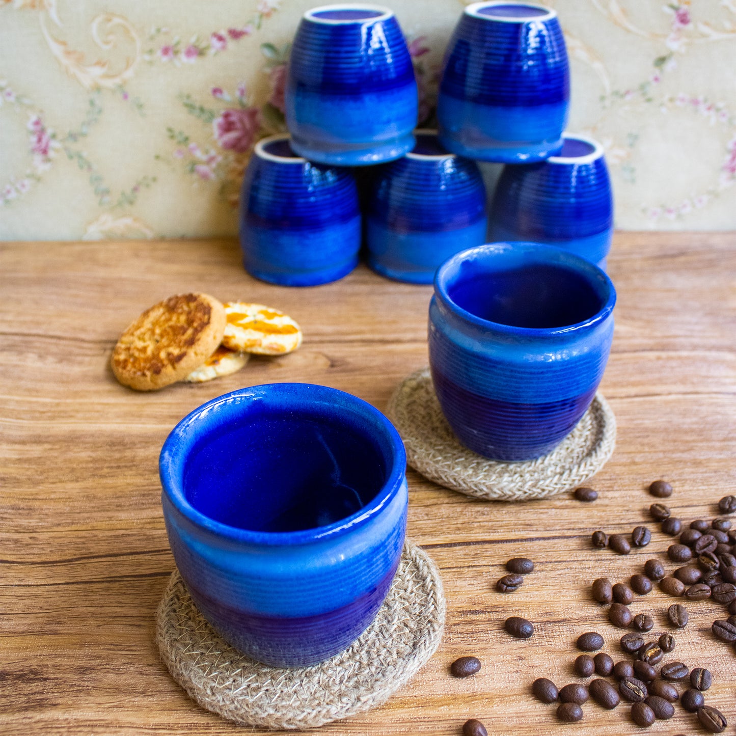 Shades of Indigo- 'It Will Blue Your Mind'! Ceramic Kulhad (Set of Six)