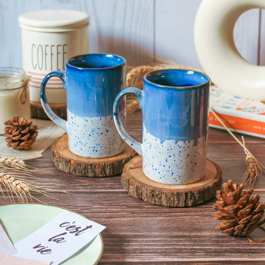 Blue Waves- 'Beach Mode On!' Ceramic Coffee Mug (Set of Two)