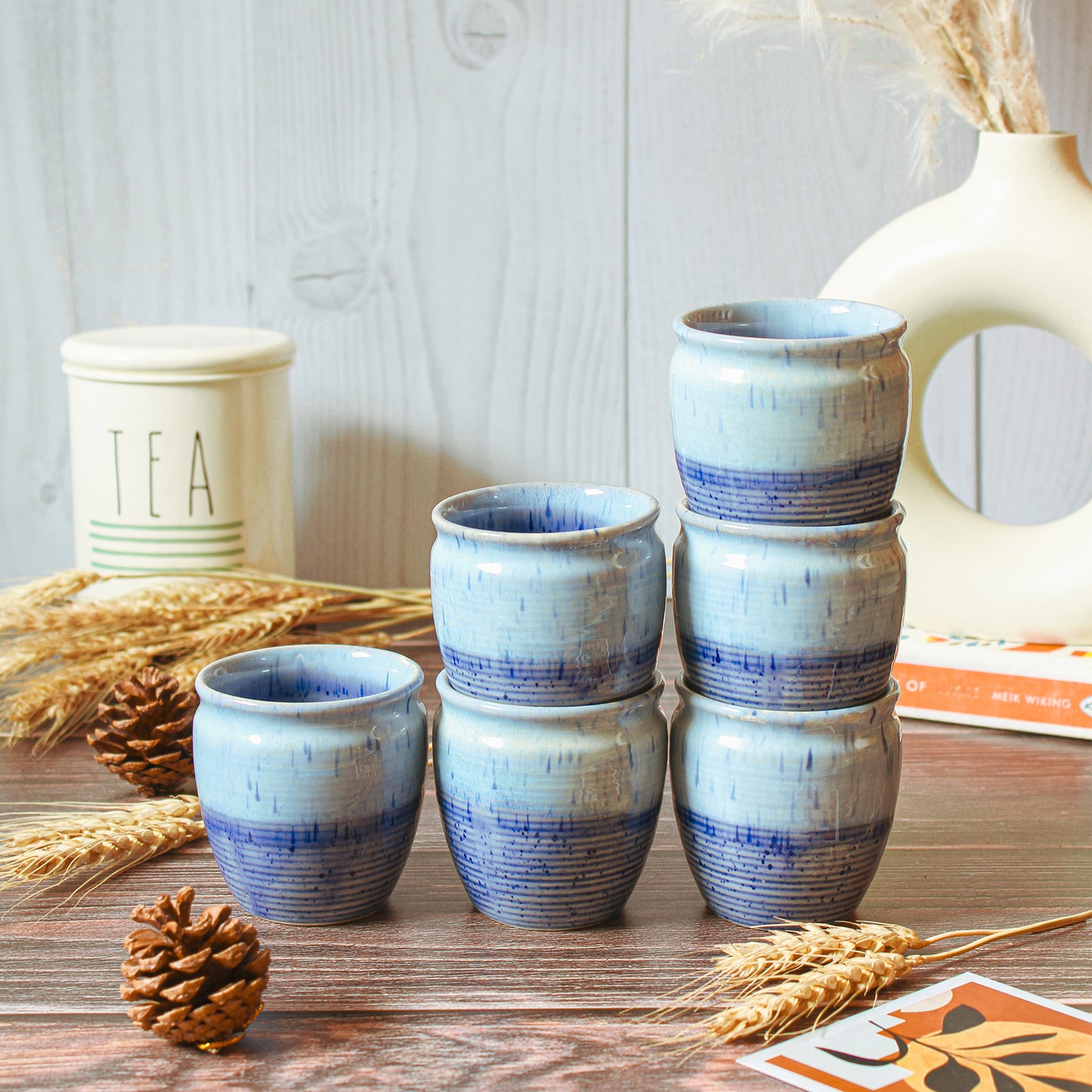 Shades of Blue-Sirf Pani Hi Kyun Blue Hoga? Ceramic Kulhad (Set of Six)
