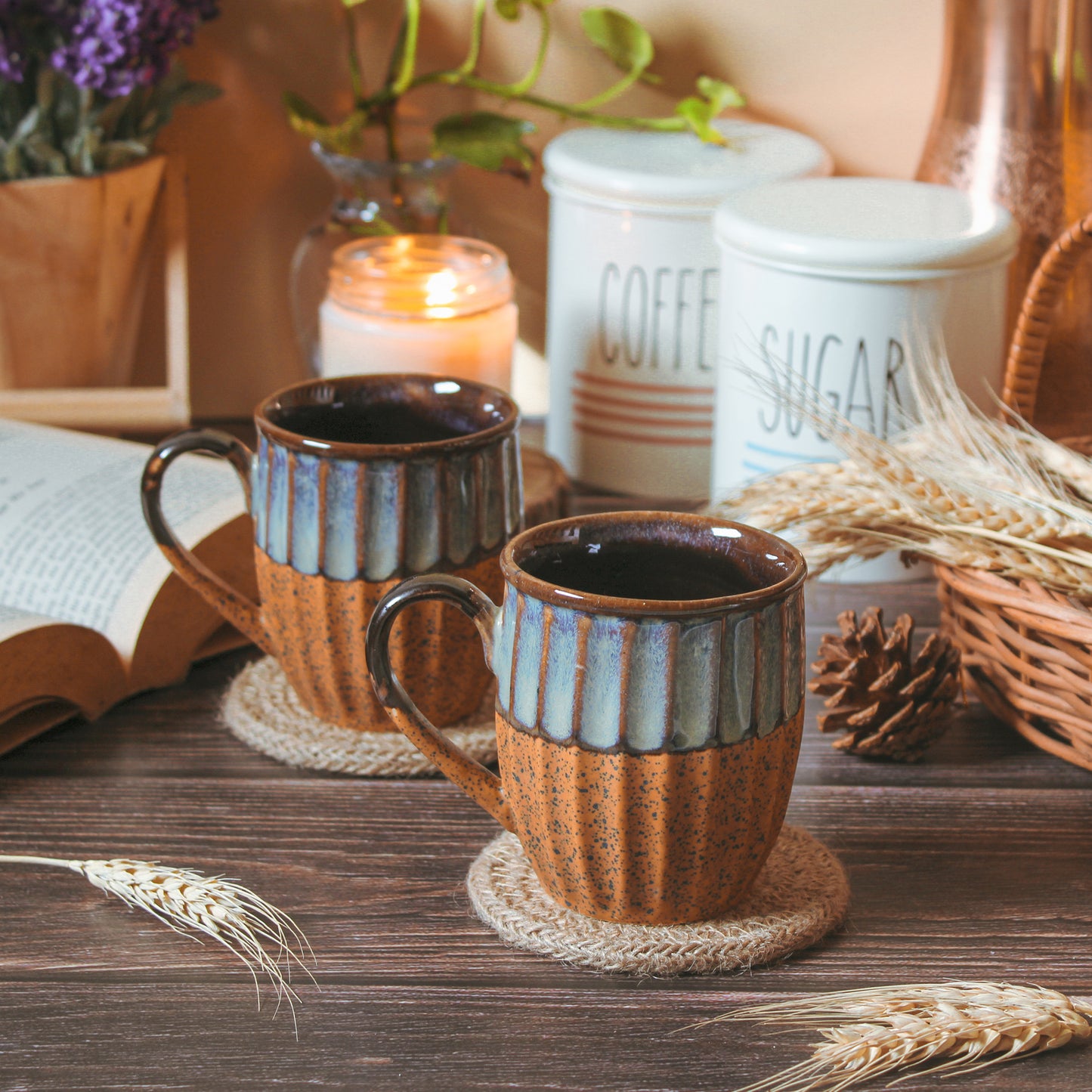'Earthy Tones and Royal Thrones' Ceramic Coffee Mug (Set of Two)